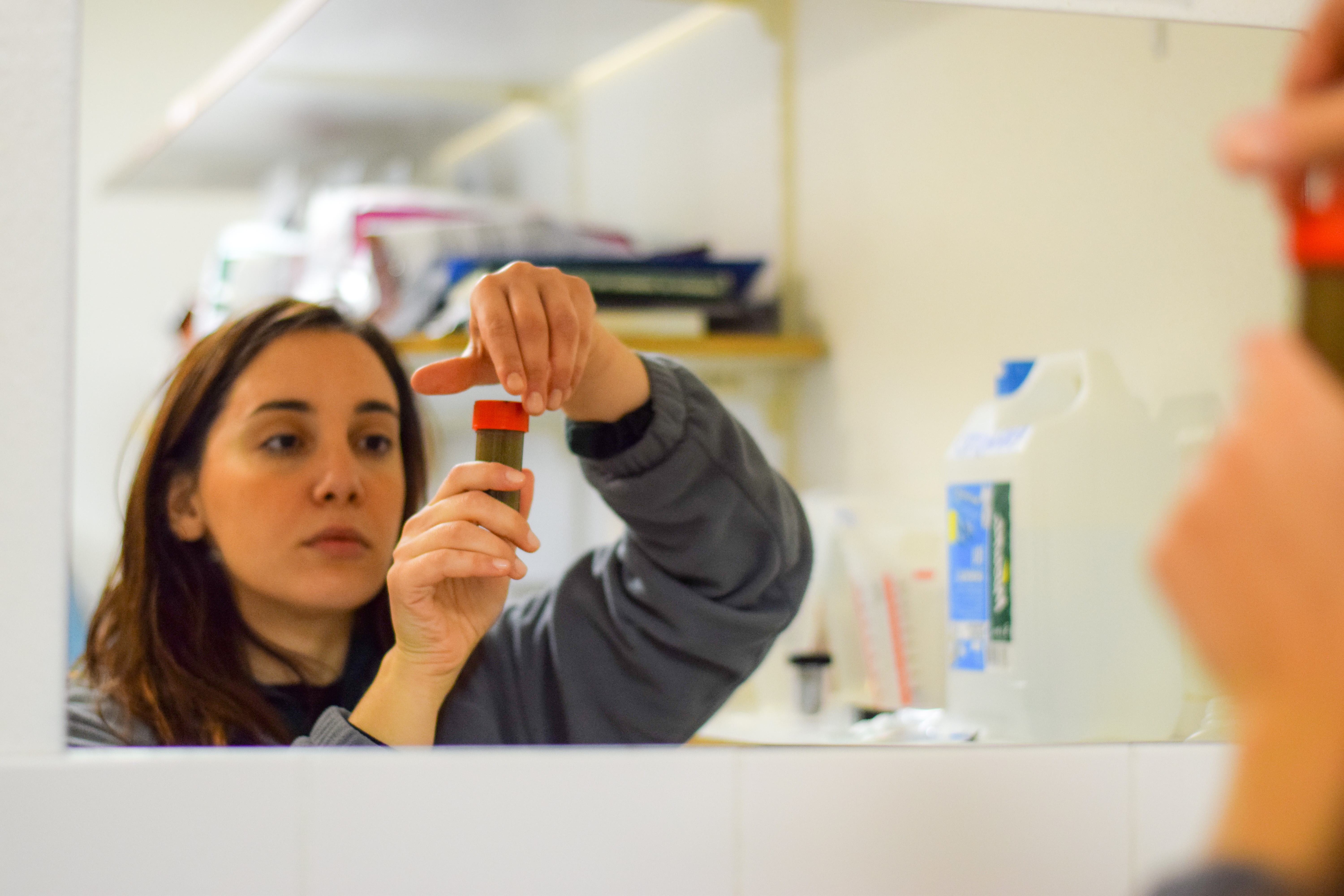 Studentessa di Medicina veterinaria dell'Università di Sassari impegnata nei Clinical rounds