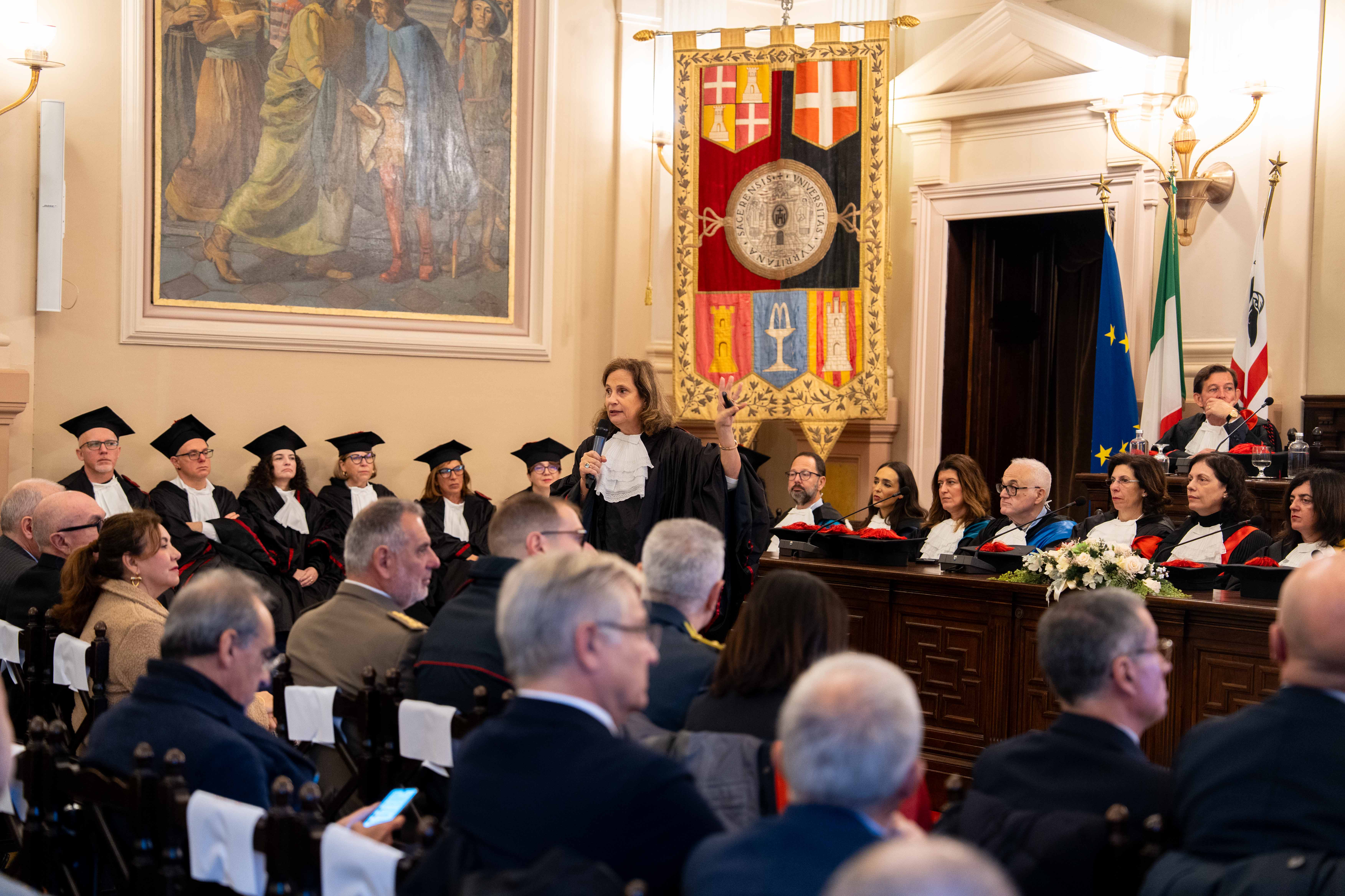 Momento della cerimonia di Conferito a Ilaria Capua il Dottorato honoris causa in Scienze veterinarie