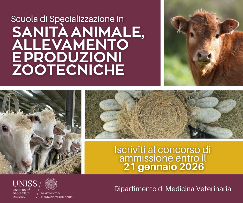 Locandina Concorso di ammissione alla Scuola di Specializzazione in Sanità animale, allevamento e produzioni zootecniche 2025/2026