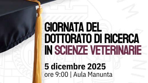 Locandina della Giornata del Dottorato di ricerca in Scienze veterinarie che si terrà il 5 dicembre 2025 nel Dipartimento di Medicina Veterinaria di Sassari